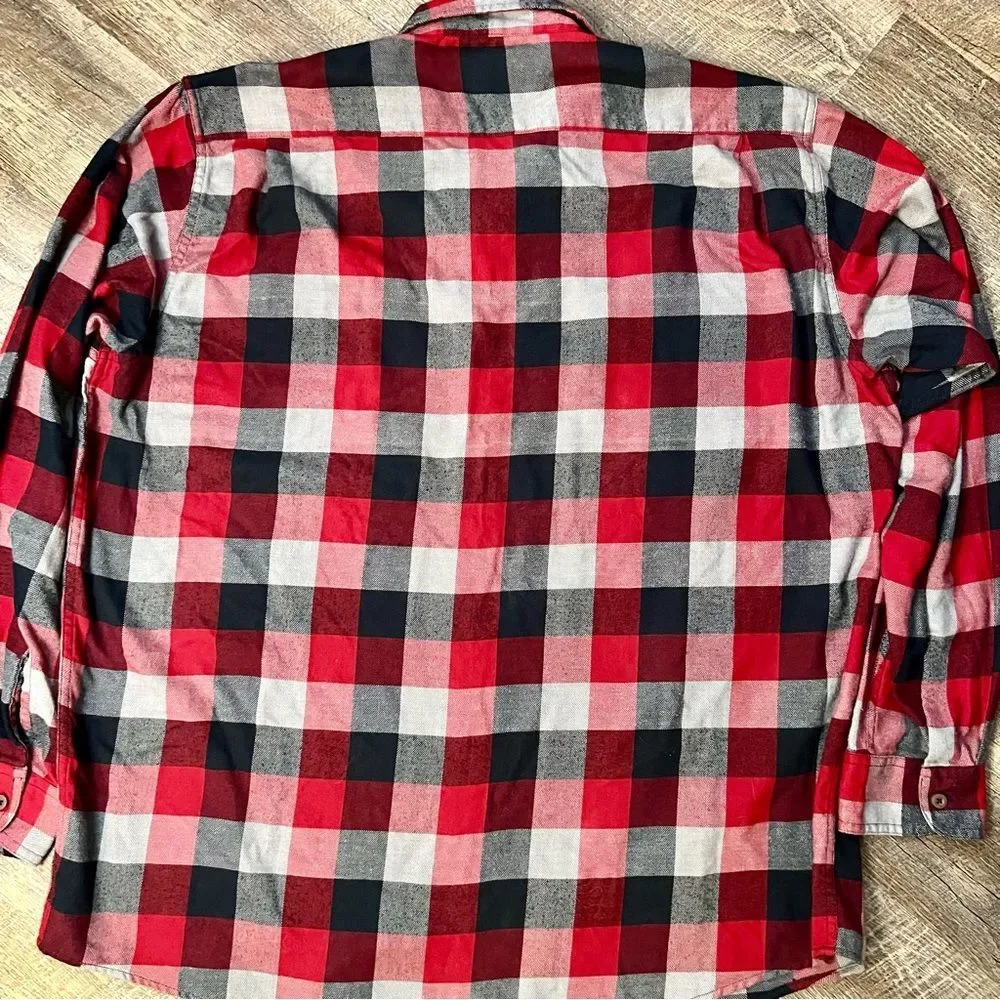 Wrangler Blue Ridge 2XT Buffalo Plaid Flannel Shirt Red Black Tall Men’s
